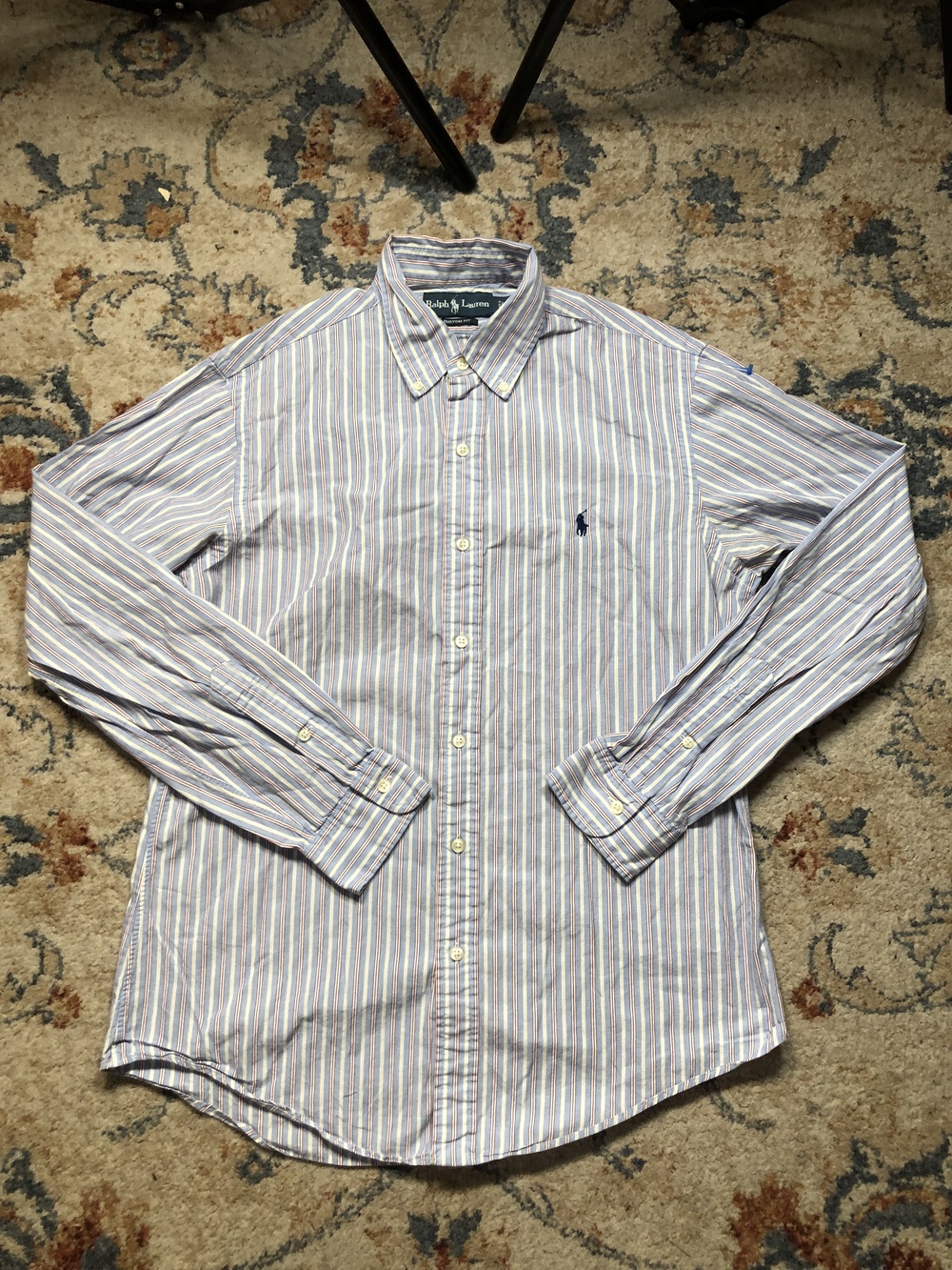 Ralph Lauren Shirt Mens Medium Striped Custom Fit Long Sleeve Button Down Casual